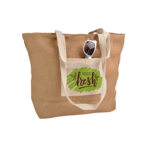 Cotton Jute bag with a cotton pocket – large