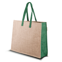 Jute Jute bag with green handles