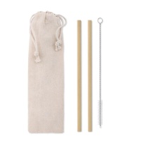 Kitchen Bamboo Straw w/brush in pouch