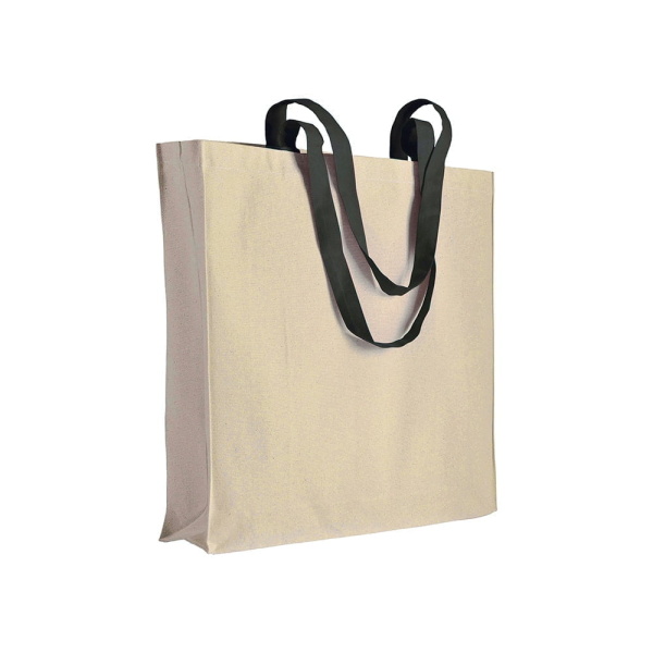 Cotton Bag with long colored handle and bottom