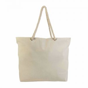 Cotton Canvas beach bag with zip and cord handles