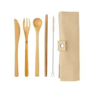Kitchen Reusable bamboo travel cutlery set