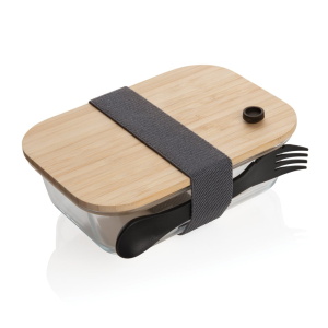 Kitchen Glass bento lunchbox with bamboo lid