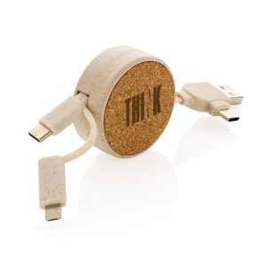 Mobile Gadgets Cork and Wheat 6-in-1 retractable cable