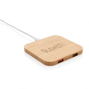 Wireless charging Bamboo 5W wireless charger with USB ports
