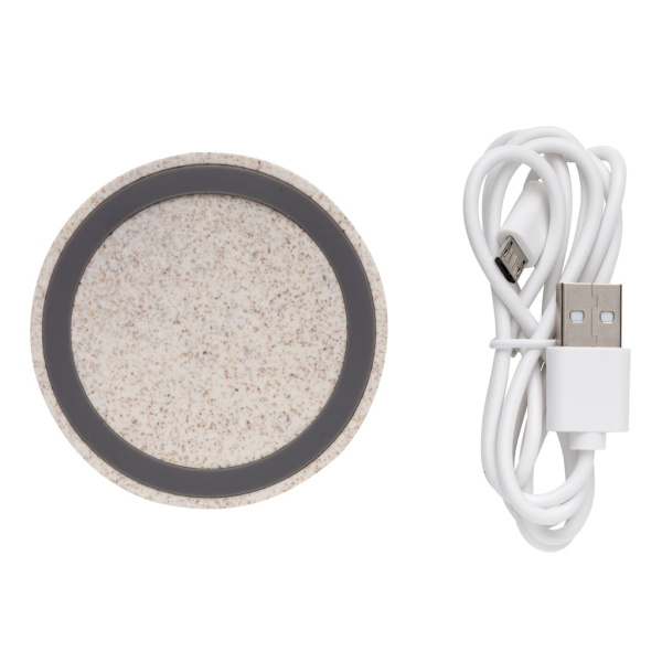 Don't miss out Wheat Straw 5W round wireless charging pad