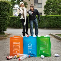 Ločevanje odpadkov 3 delni ločevalni koški za zbiranje odpadkov
