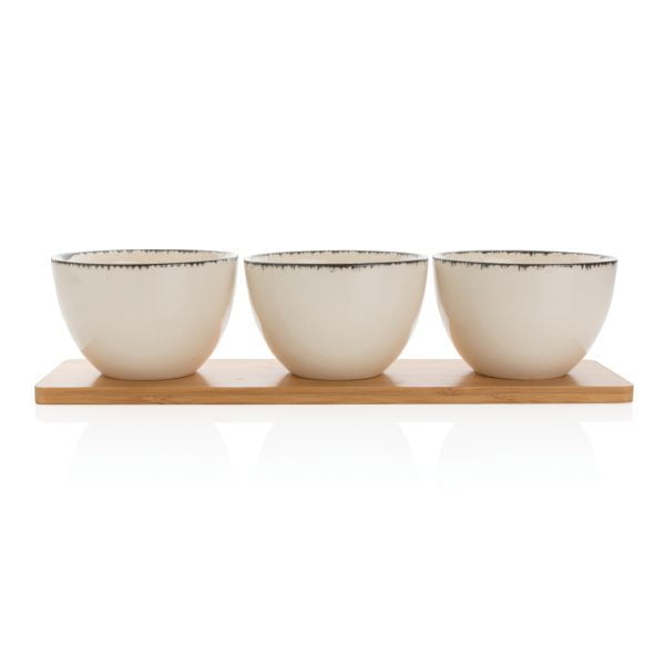 Home & Living Ukiyo 3pc serving bowl set with bamboo tray