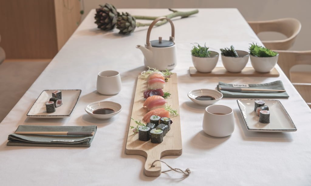 Kitchen Ukiyo 3pc serving bowl set with bamboo tray