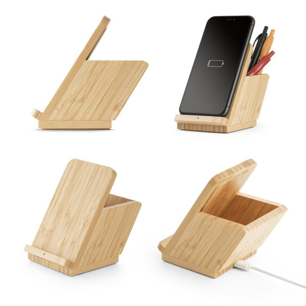 Wireless charging LEAVITT. Wireless charger in bamboo