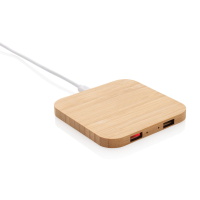 Wireless charging FSC® certified bamboo 5W wireless charger with USB