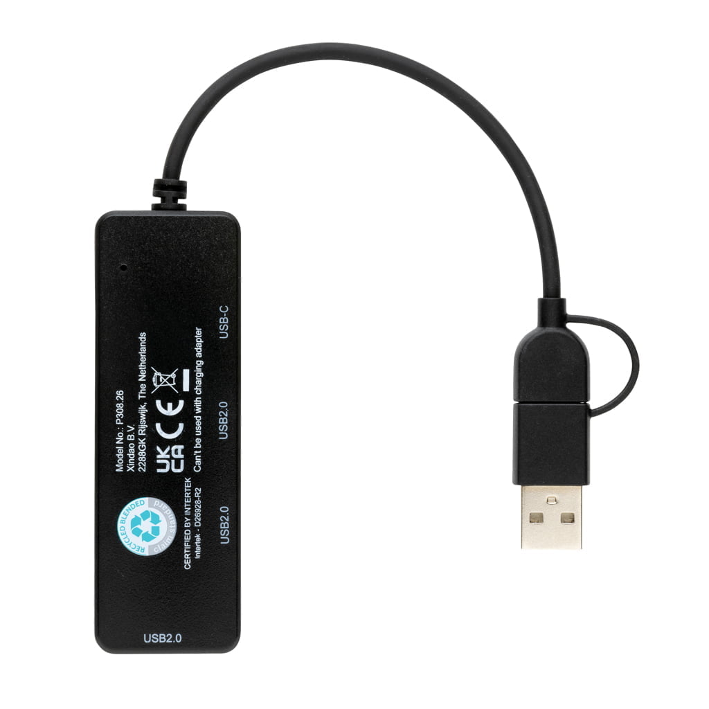 Mobilni pripomočki USB zvezdišče iz reciklirane plastike RCS z dvojnim vhodom