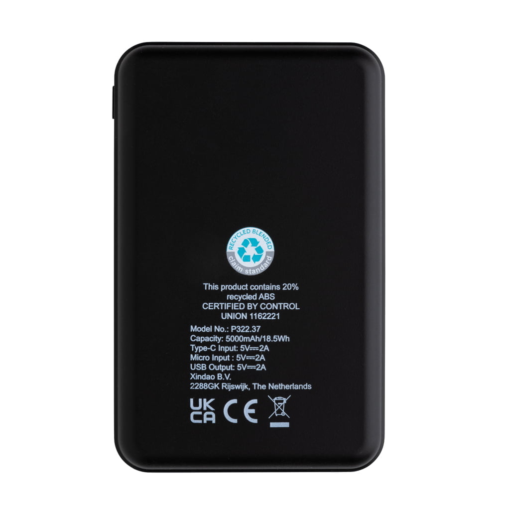 Mobile Tech FSC® and RCS recycled plastic 5.000 mAh Powerbank