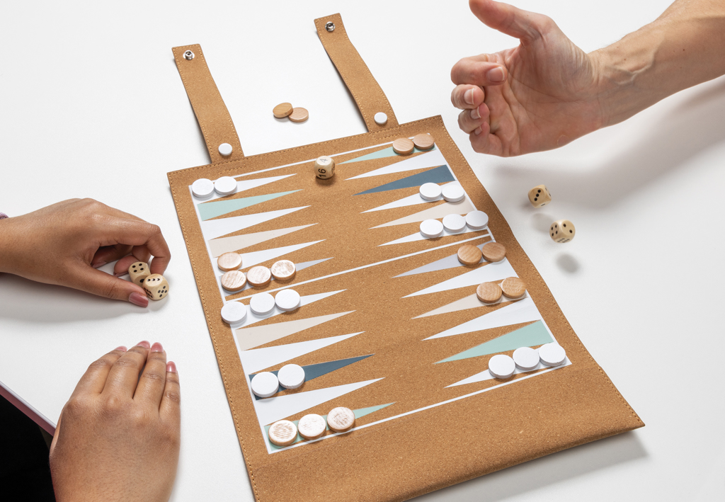 Board & Outdoor Britton cork foldable backgammon and checkers game set