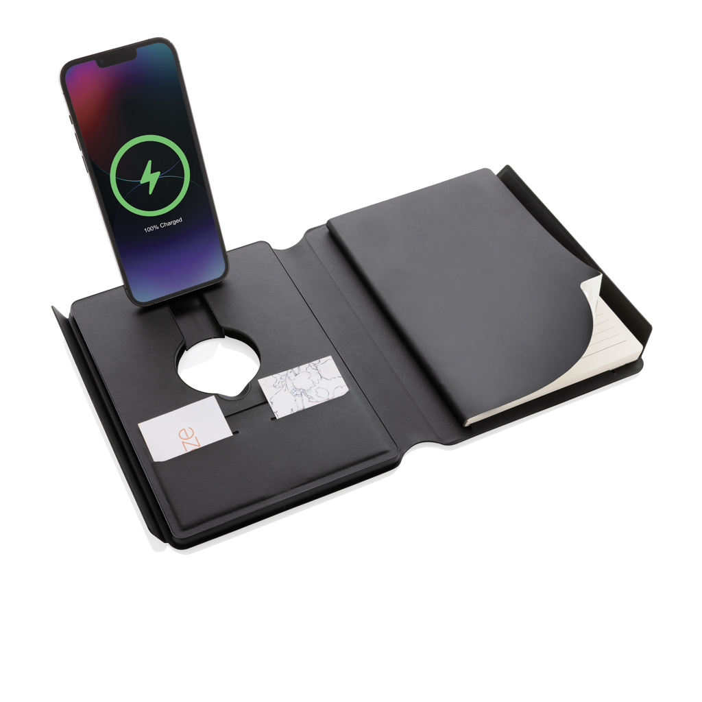 Notebooks Swiss Peak RCS rePU notebook with 2-in-1 wireless charger