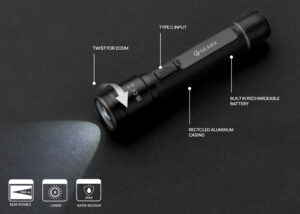 Accessories Gear X RCS recycled aluminum USB-rechargeable torch